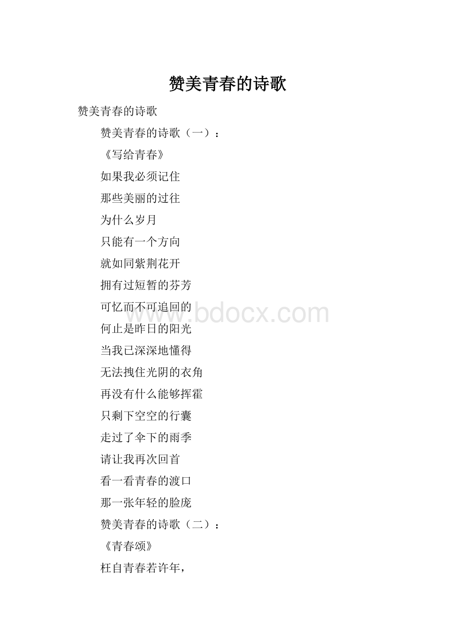 赞美青春的诗歌.docx