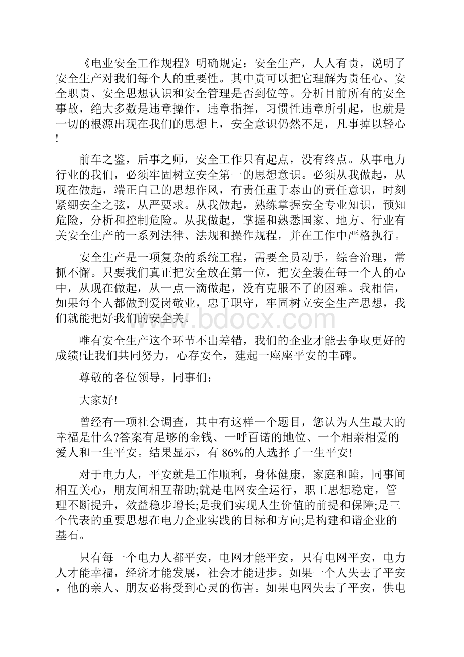 电力安全生产员工发言稿.docx_第2页