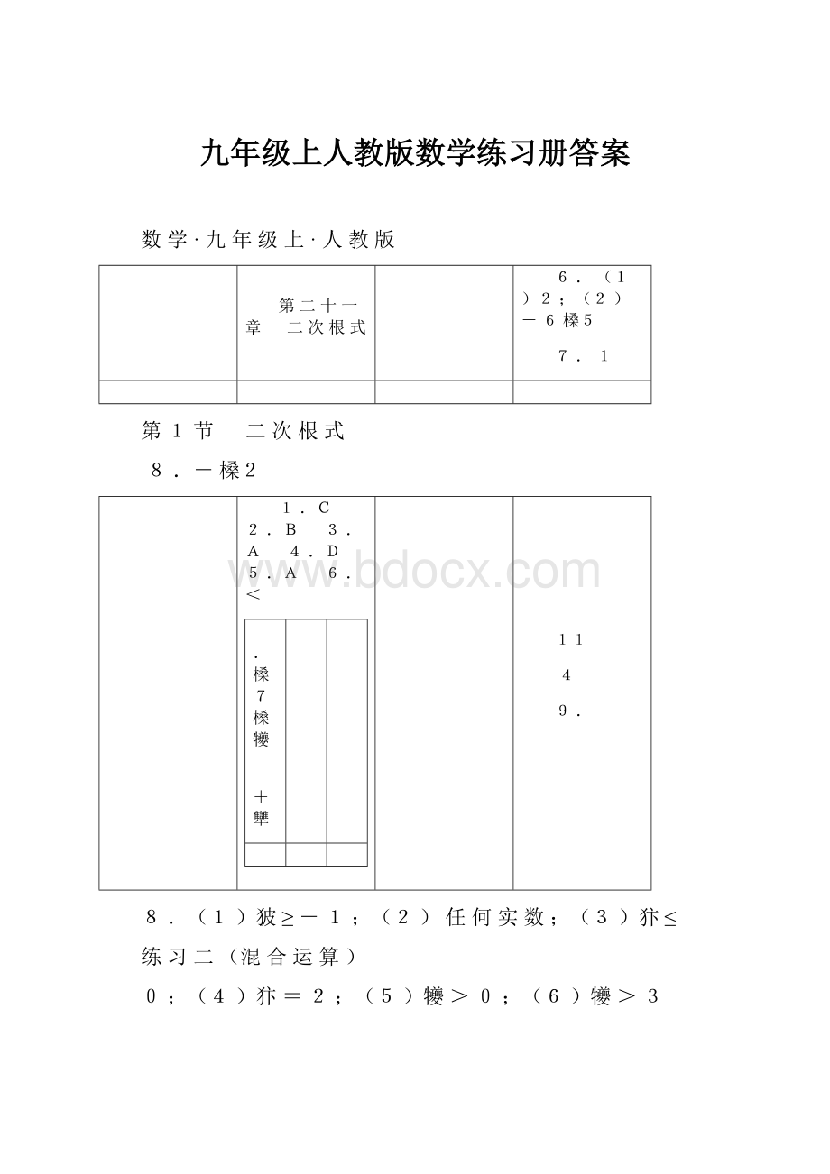 九年级上人教版数学练习册答案.docx_第1页