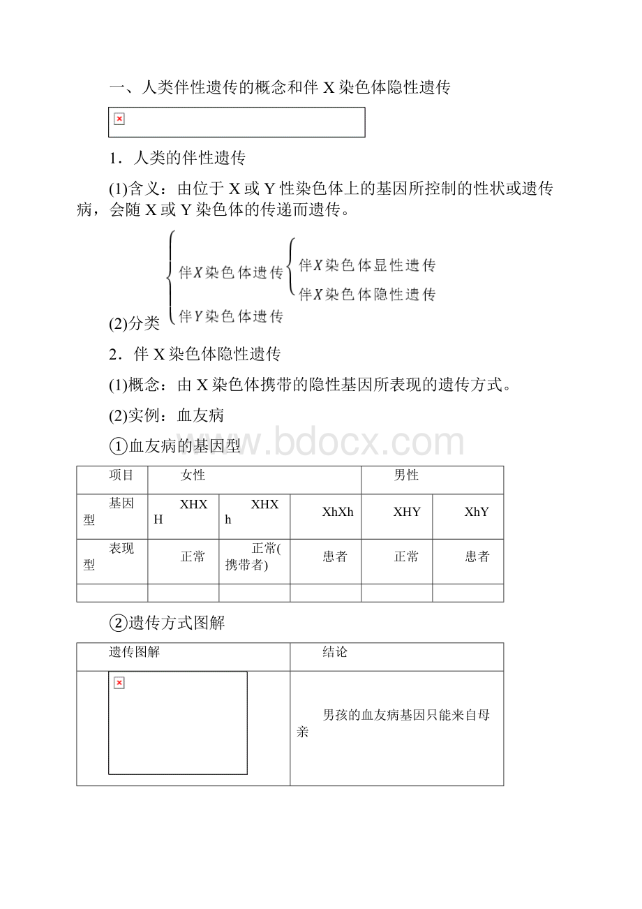 高中生物第二章染色体与遗传第三节性染色体与伴性遗传第2课时教学案浙科版必修2.docx_第2页