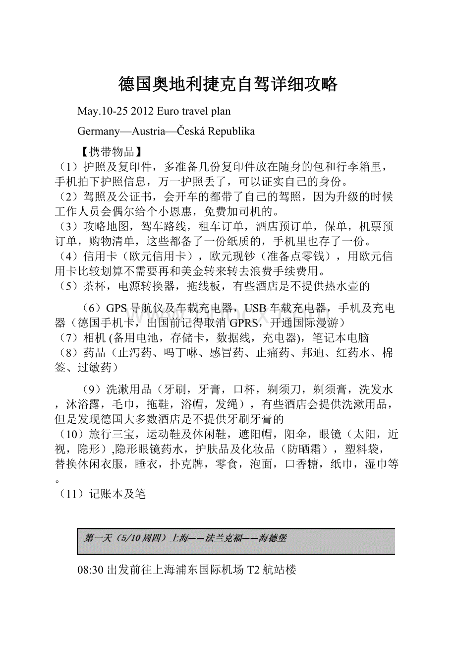 德国奥地利捷克自驾详细攻略.docx