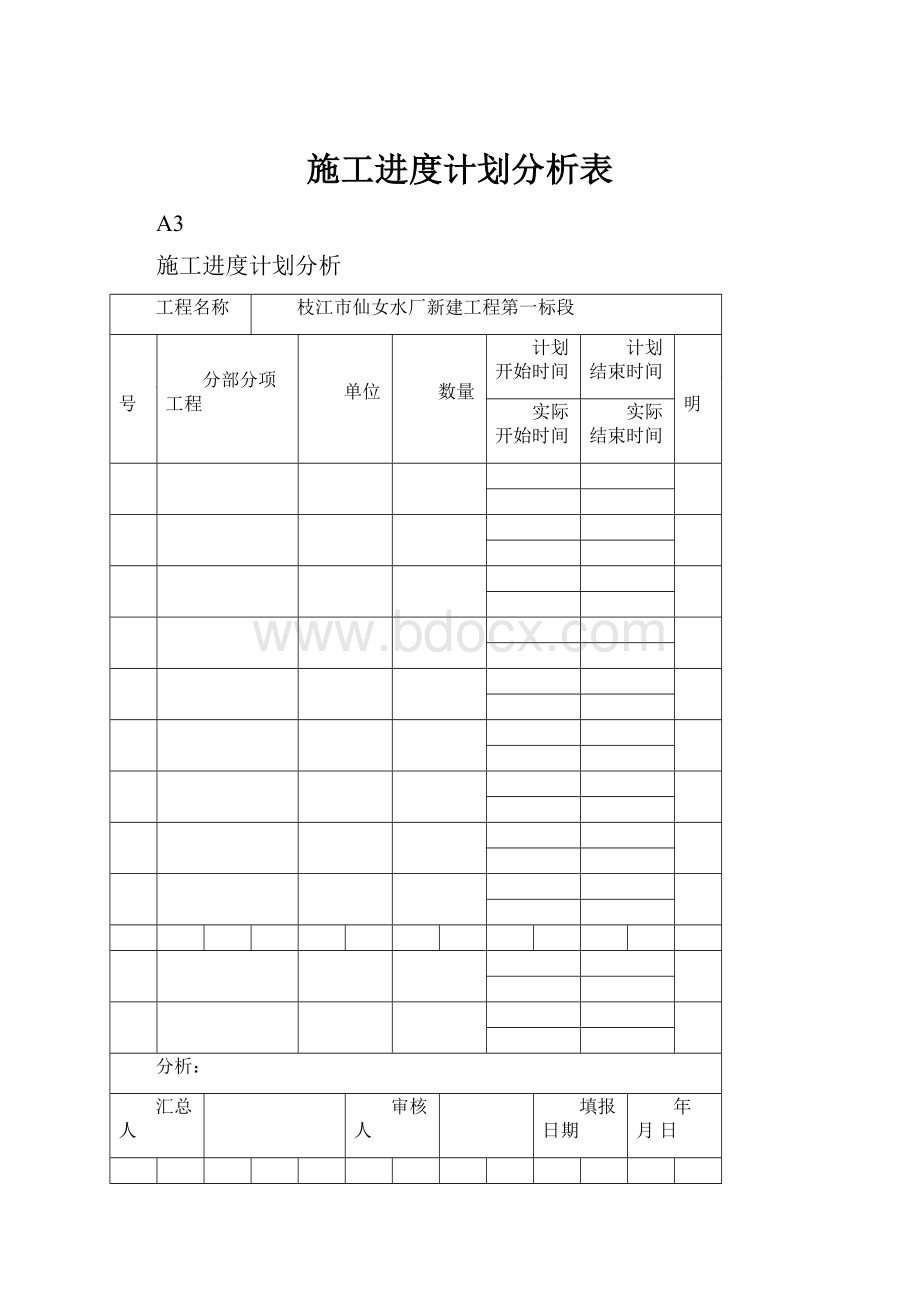 施工进度计划分析表.docx_第1页