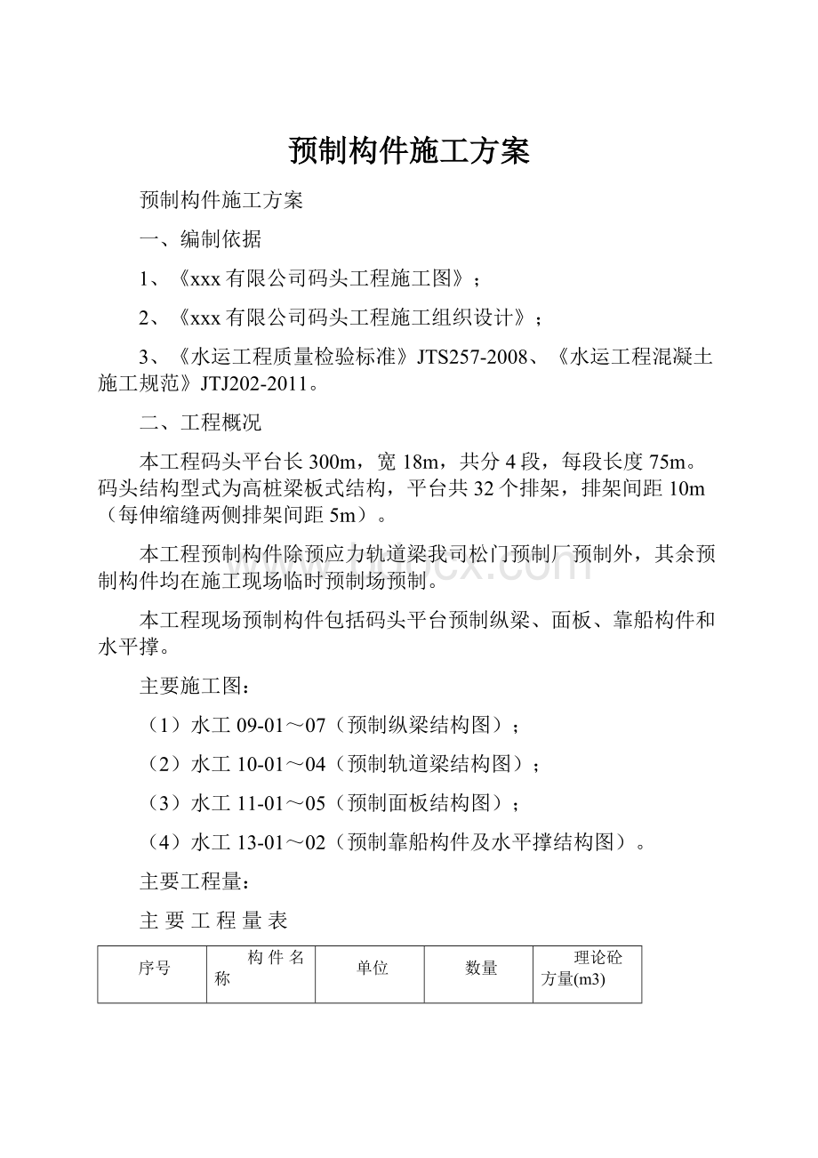 预制构件施工方案.docx_第1页