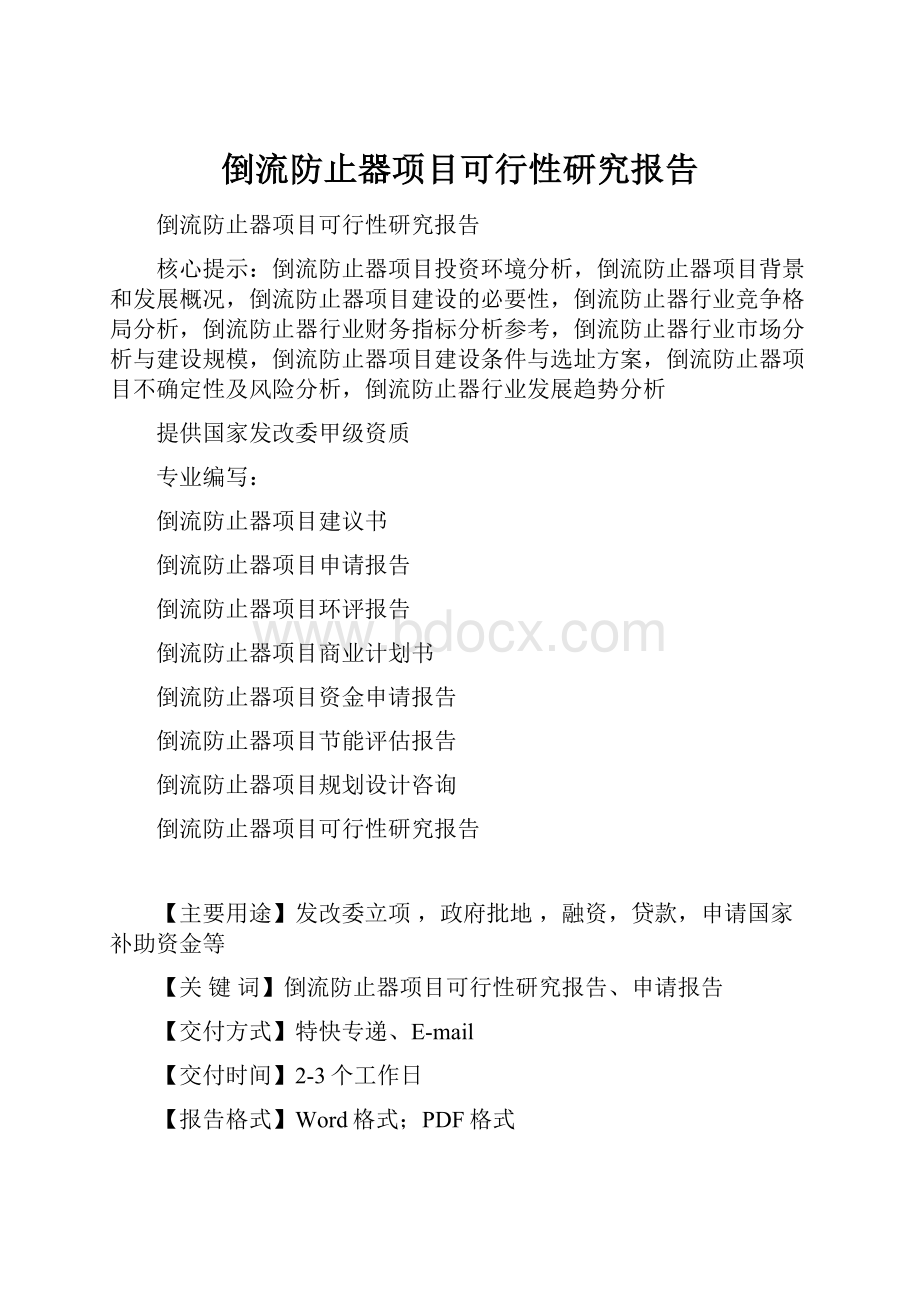 倒流防止器项目可行性研究报告.docx