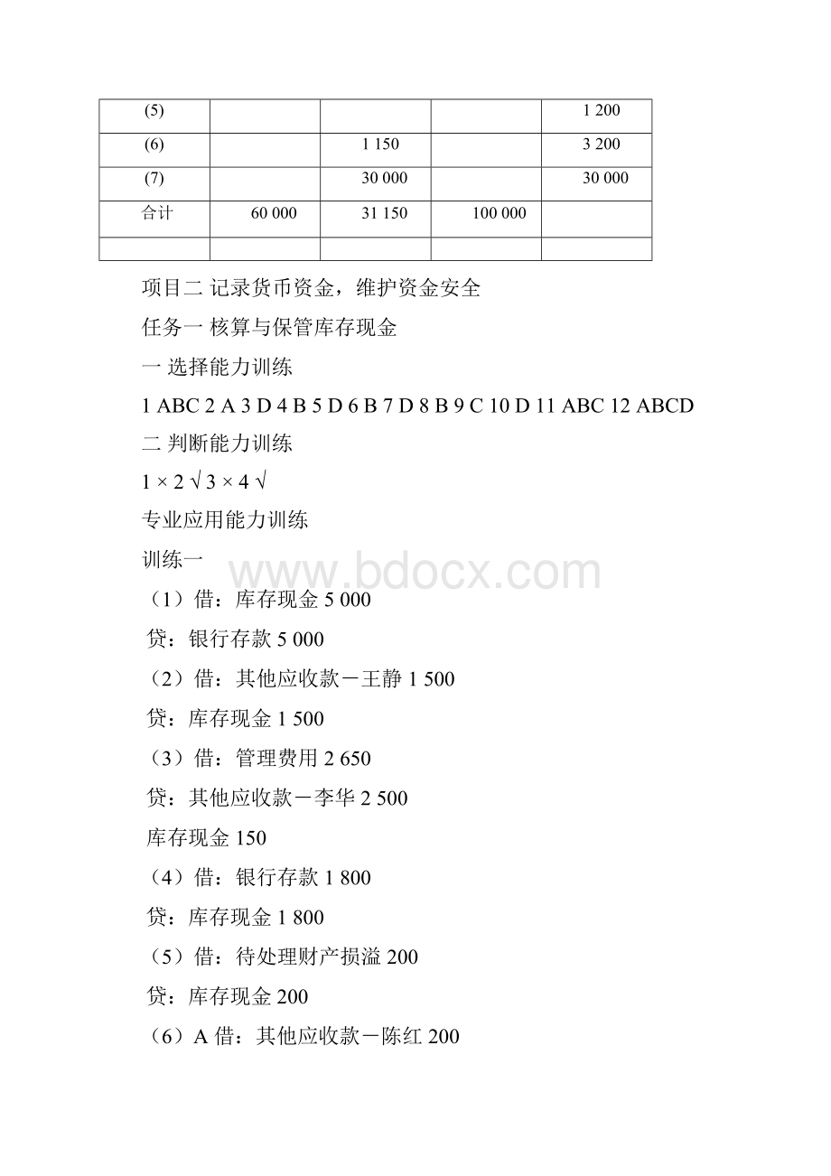 财务会计实务职业能力训练答案.docx_第2页