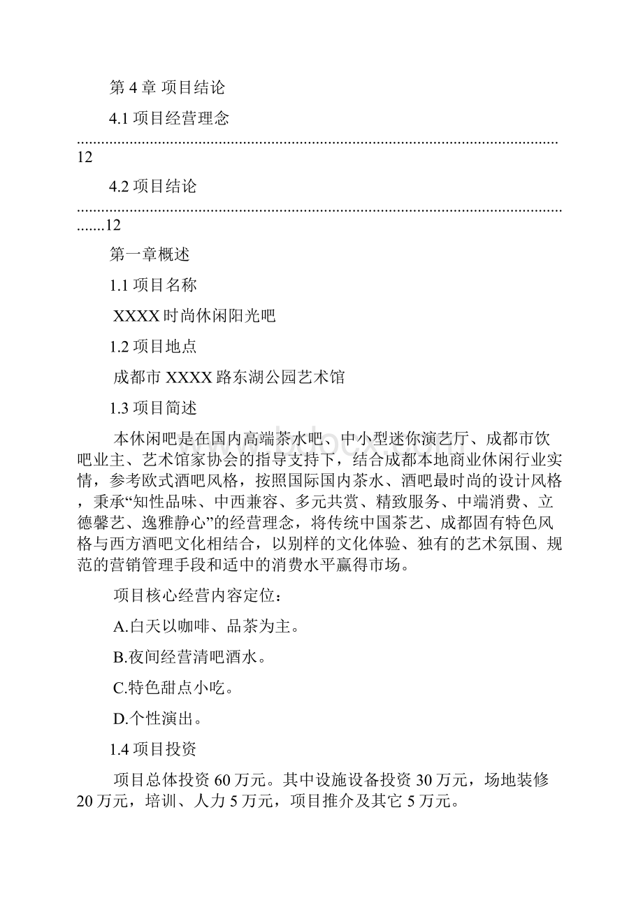 某时尚休闲阳光吧项目投资建设可行性策划.docx_第3页