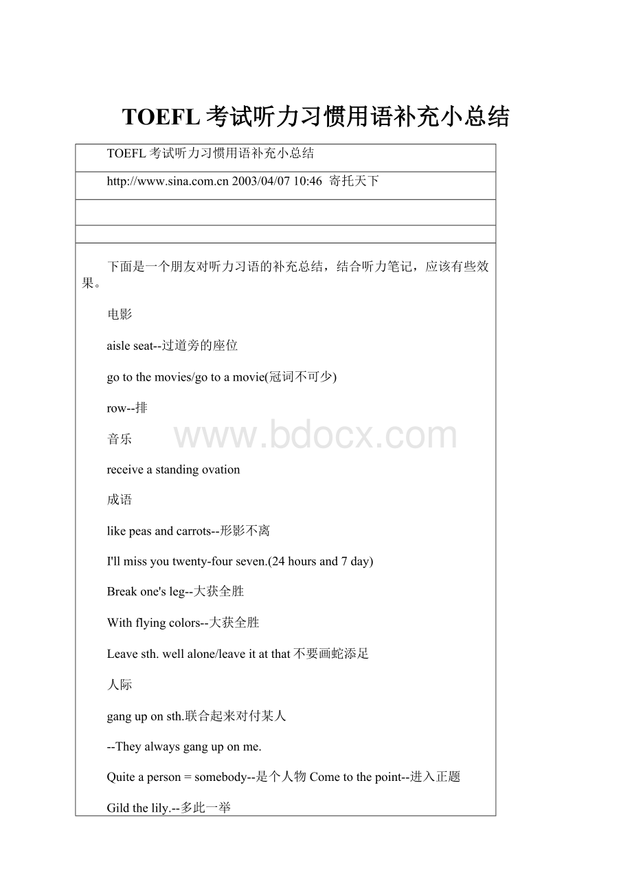 TOEFL考试听力习惯用语补充小总结.docx_第1页