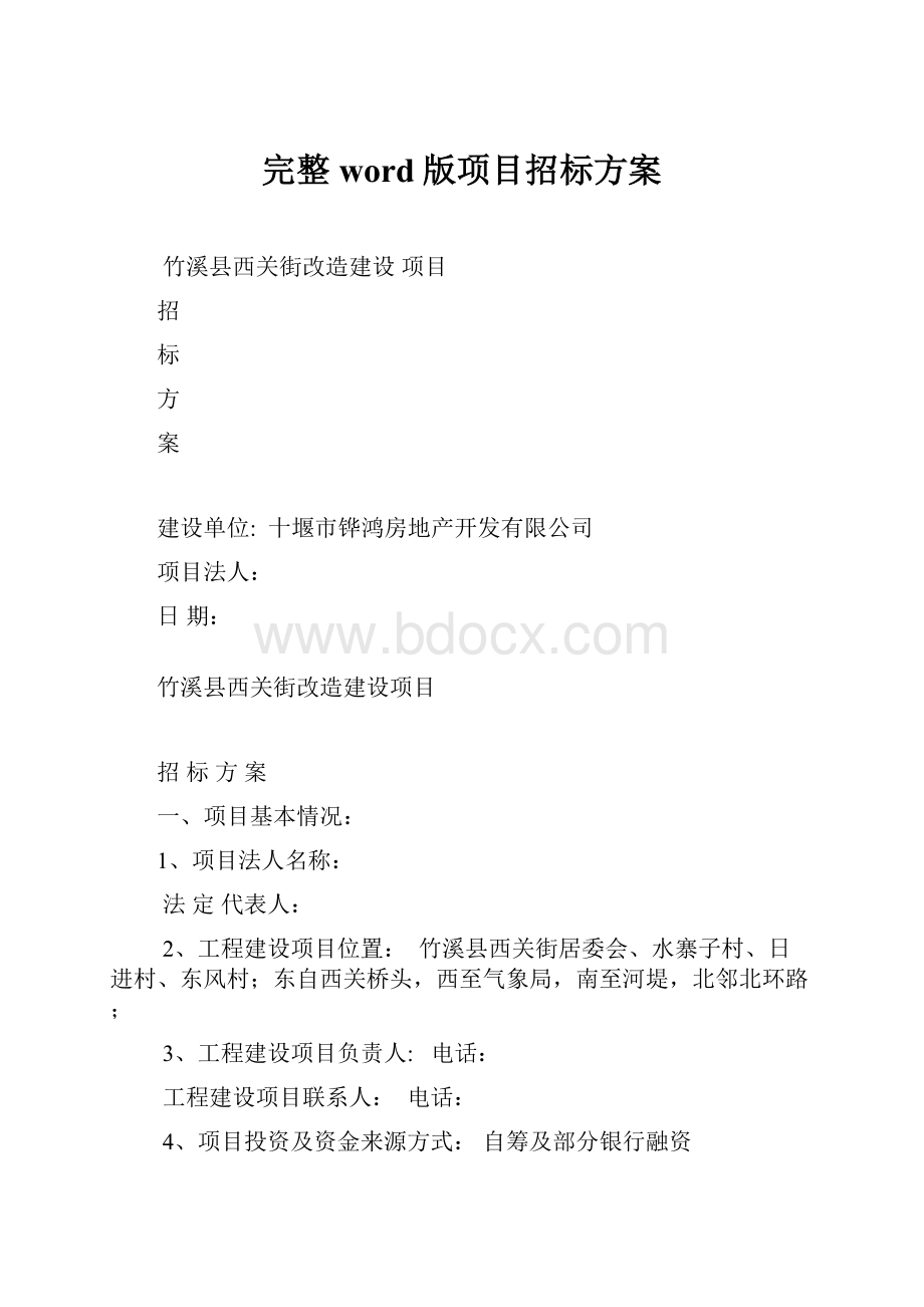 完整word版项目招标方案.docx_第1页