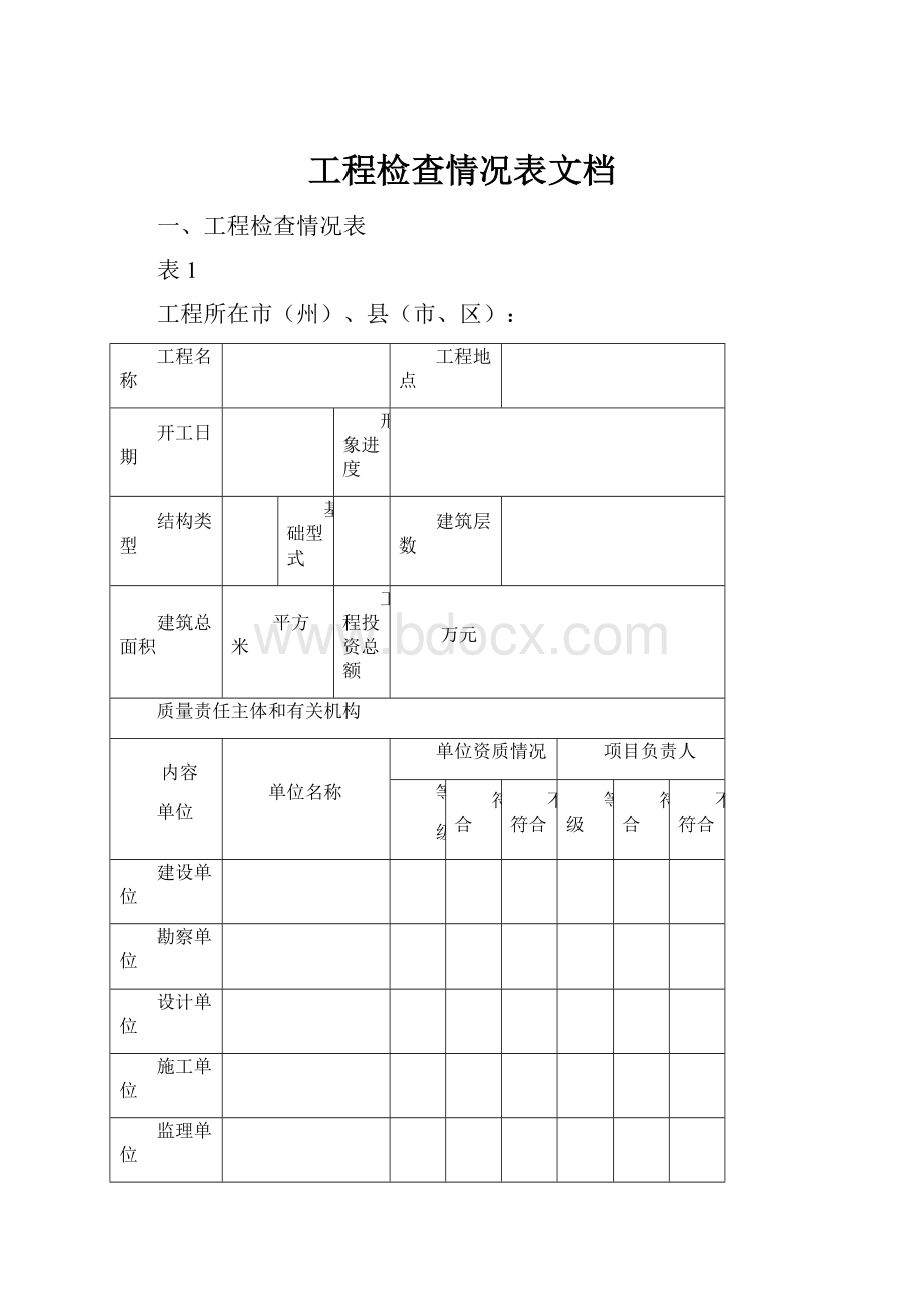 工程检查情况表文档.docx