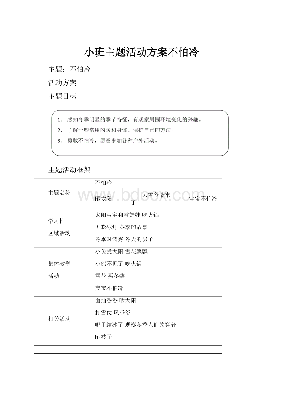 小班主题活动方案不怕冷.docx_第1页