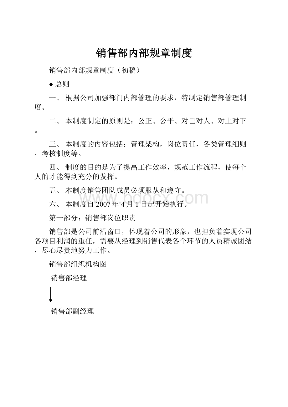 销售部内部规章制度.docx_第1页