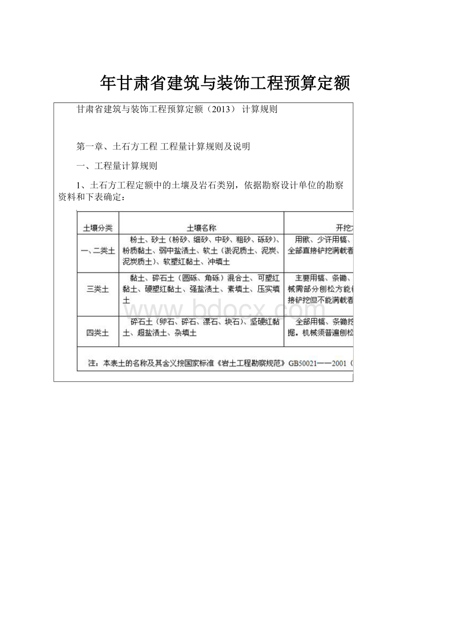 年甘肃省建筑与装饰工程预算定额.docx_第1页