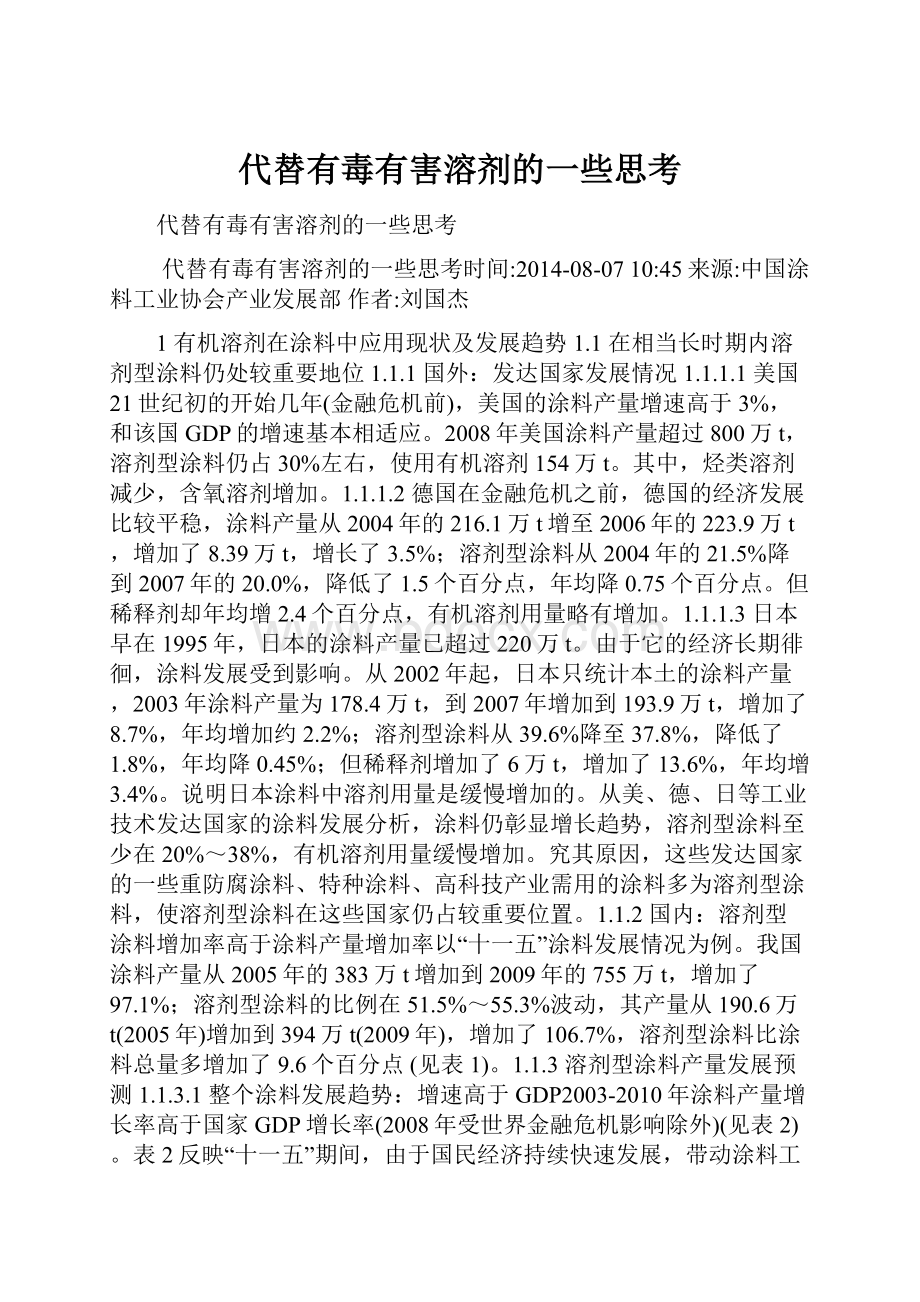 代替有毒有害溶剂的一些思考.docx