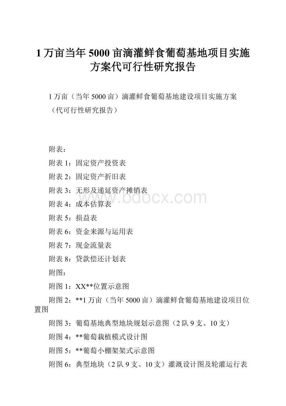 1万亩当年5000亩滴灌鲜食葡萄基地项目实施方案代可行性研究报告.docx_第1页