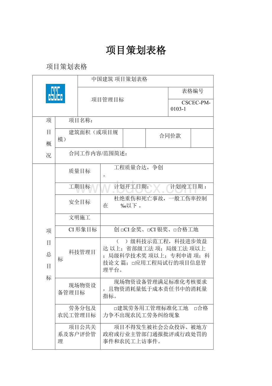 项目策划表格.docx