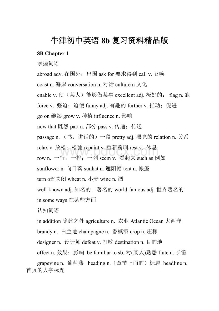 牛津初中英语8b复习资料精品版.docx_第1页