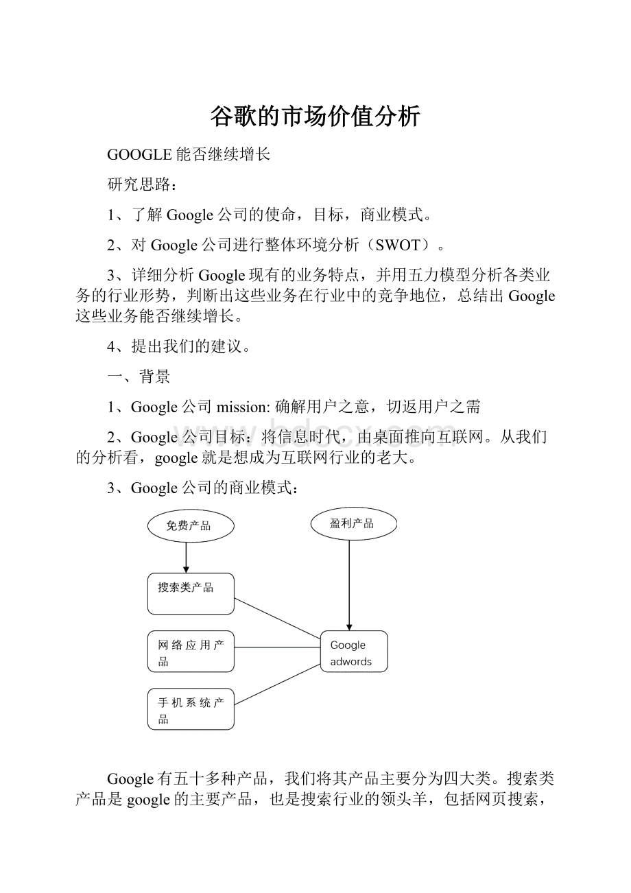 谷歌的市场价值分析.docx