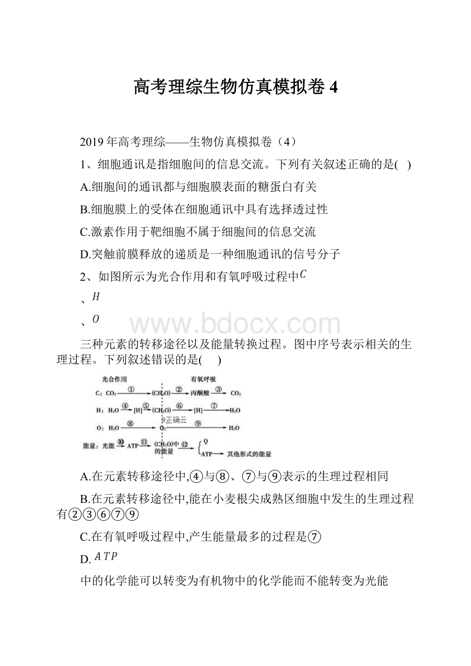 高考理综生物仿真模拟卷4.docx