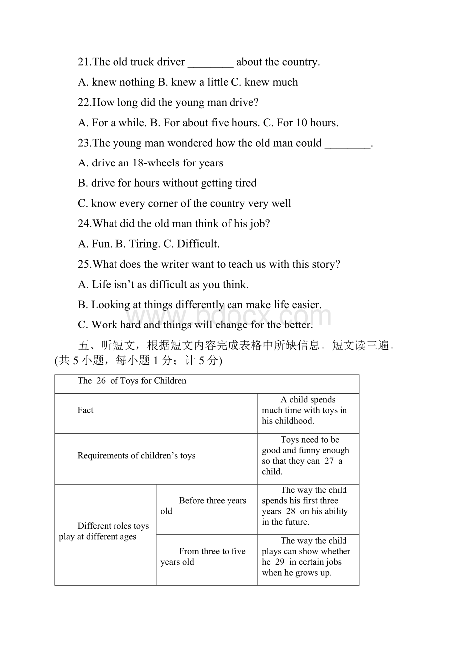 成都七中育才学校中考考前适应性训练英语试题.docx_第3页