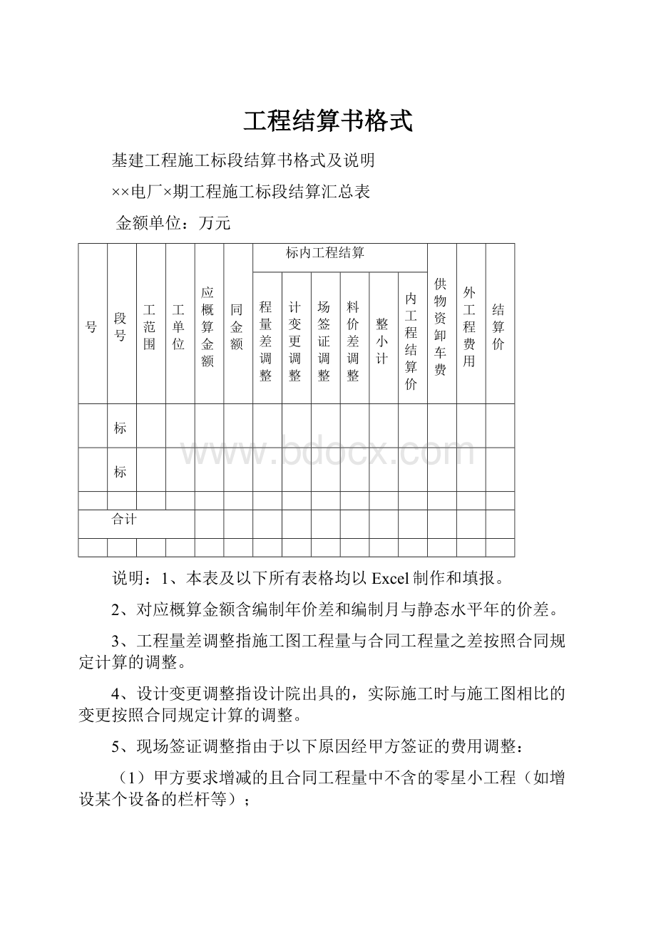 工程结算书格式.docx_第1页