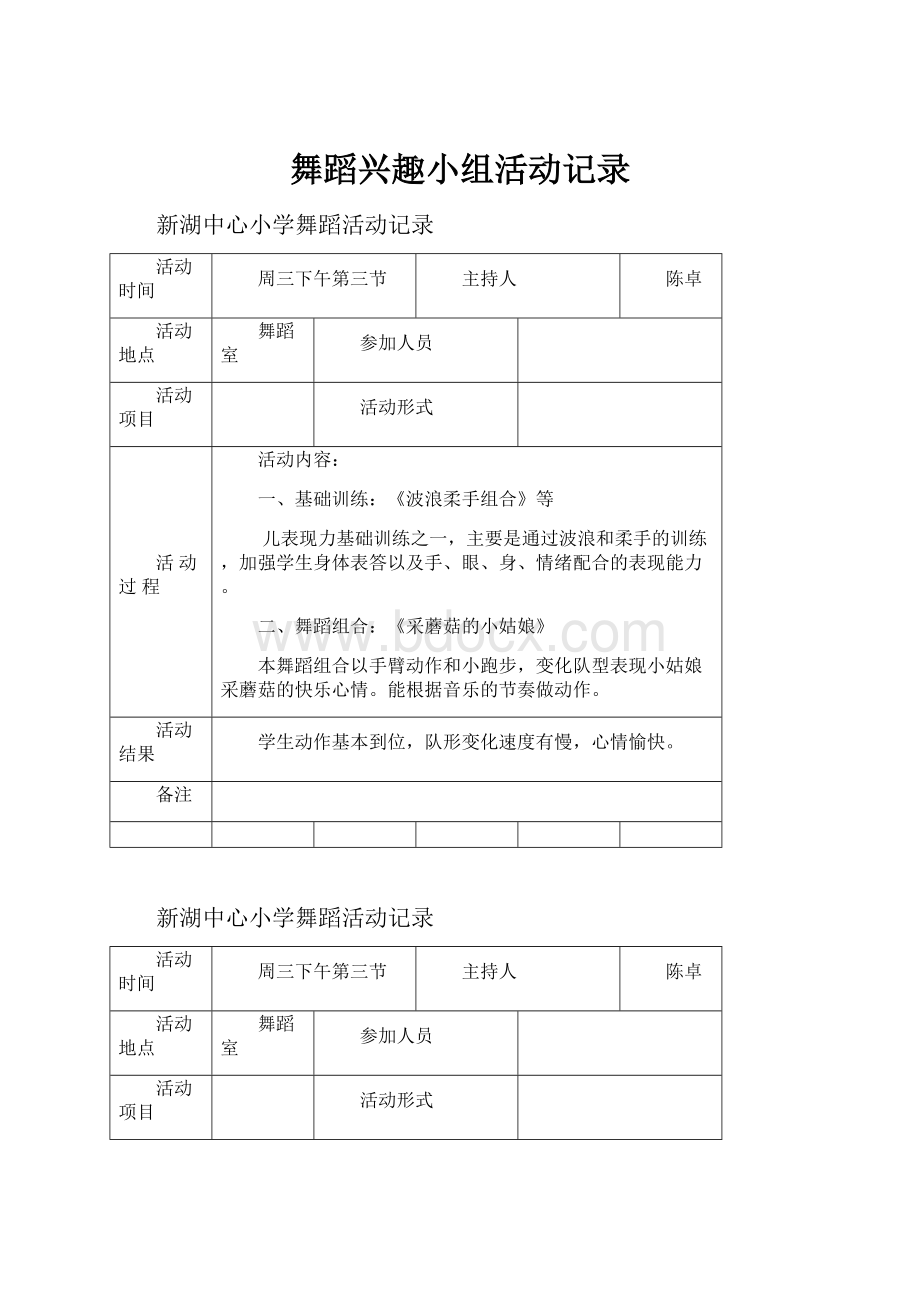 舞蹈兴趣小组活动记录.docx_第1页