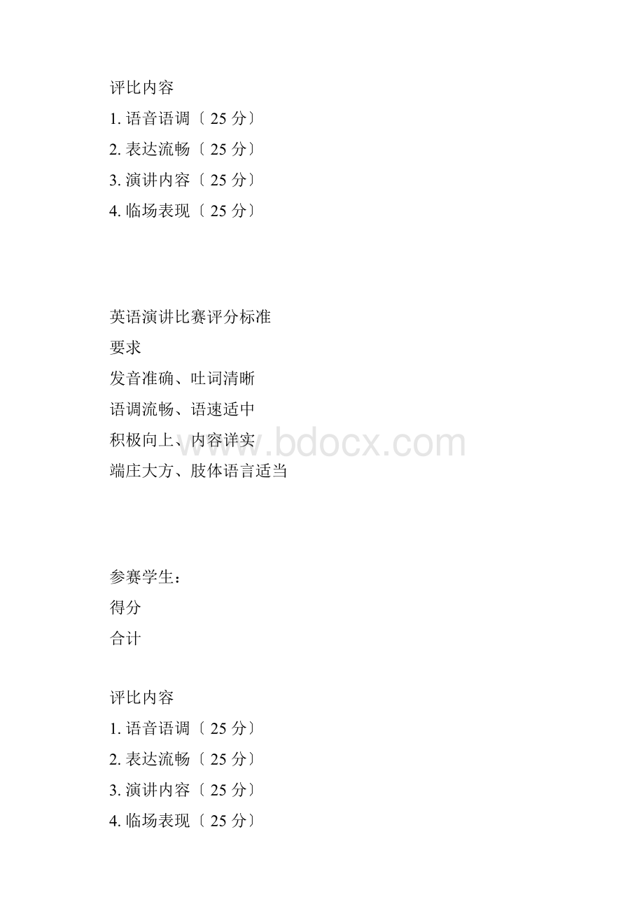 英语演讲比赛评分标准.docx_第2页