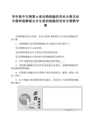 学年高中生物第6章动物细胞的有丝分裂无丝分裂和观察根尖分生组织细胞的有丝分裂教学案.docx