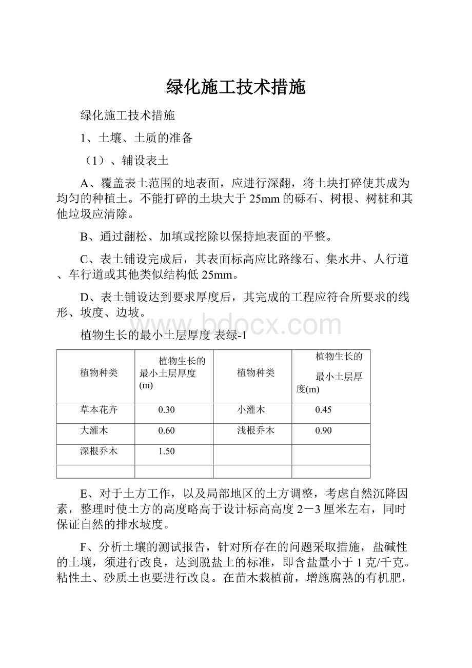 绿化施工技术措施.docx