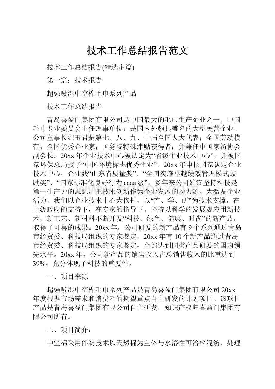 技术工作总结报告范文.docx