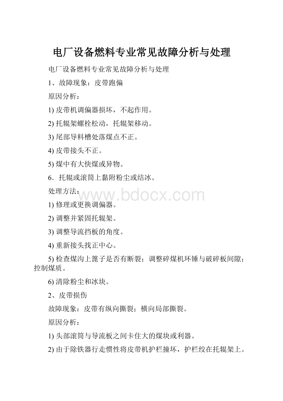 电厂设备燃料专业常见故障分析与处理.docx