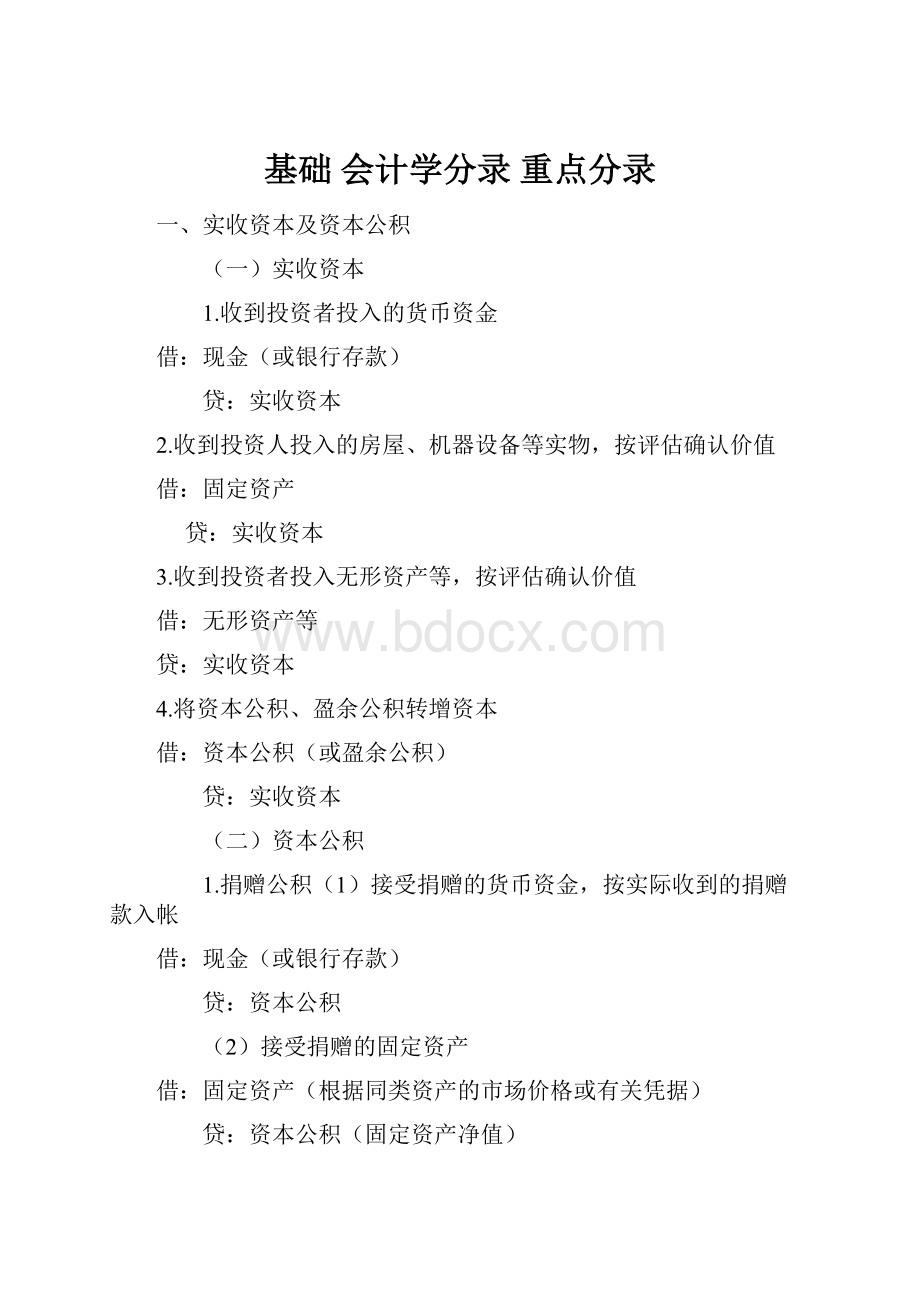 基础 会计学分录 重点分录.docx_第1页