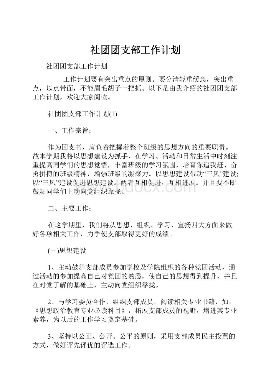 社团团支部工作计划.docx