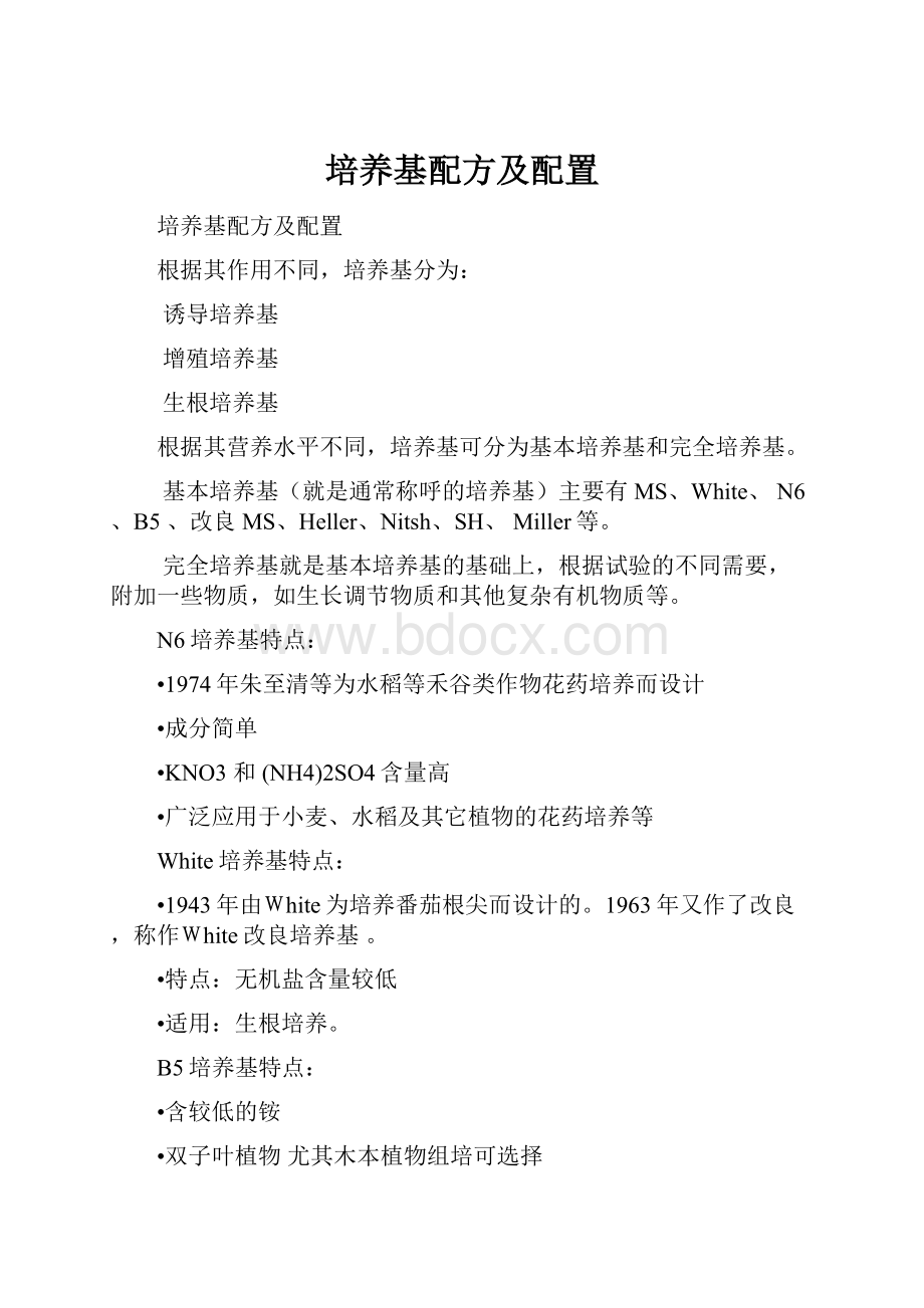 培养基配方及配置.docx