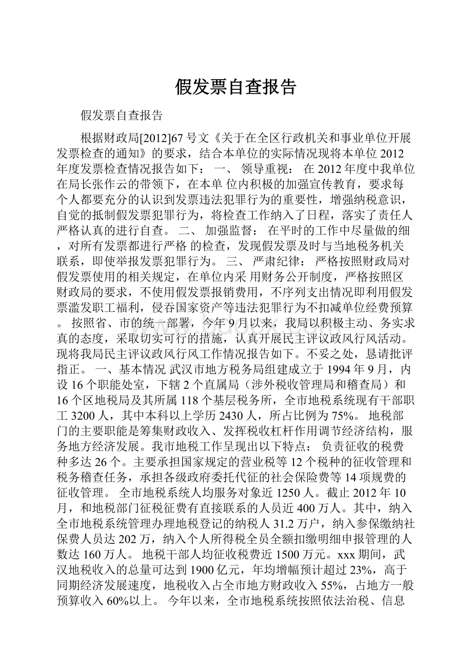 假发票自查报告.docx_第1页