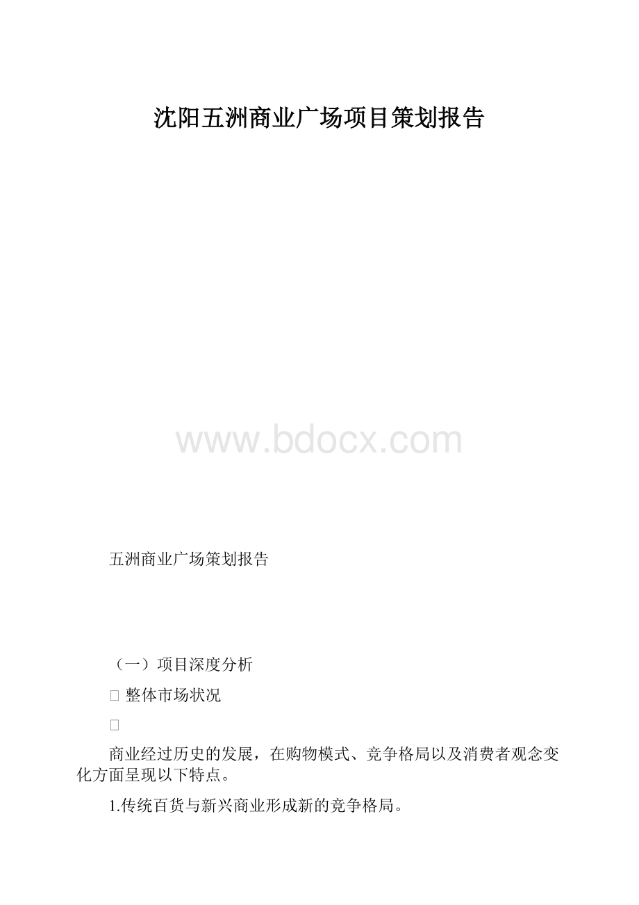 沈阳五洲商业广场项目策划报告.docx