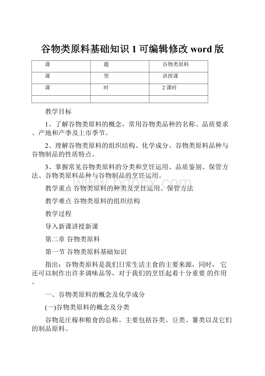 谷物类原料基础知识1可编辑修改word版.docx_第1页