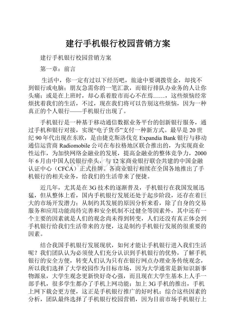 建行手机银行校园营销方案.docx