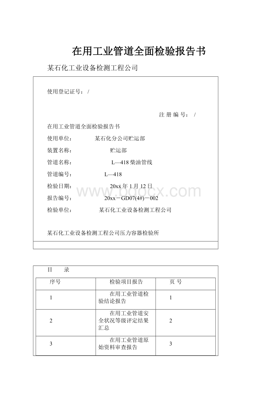 在用工业管道全面检验报告书.docx_第1页