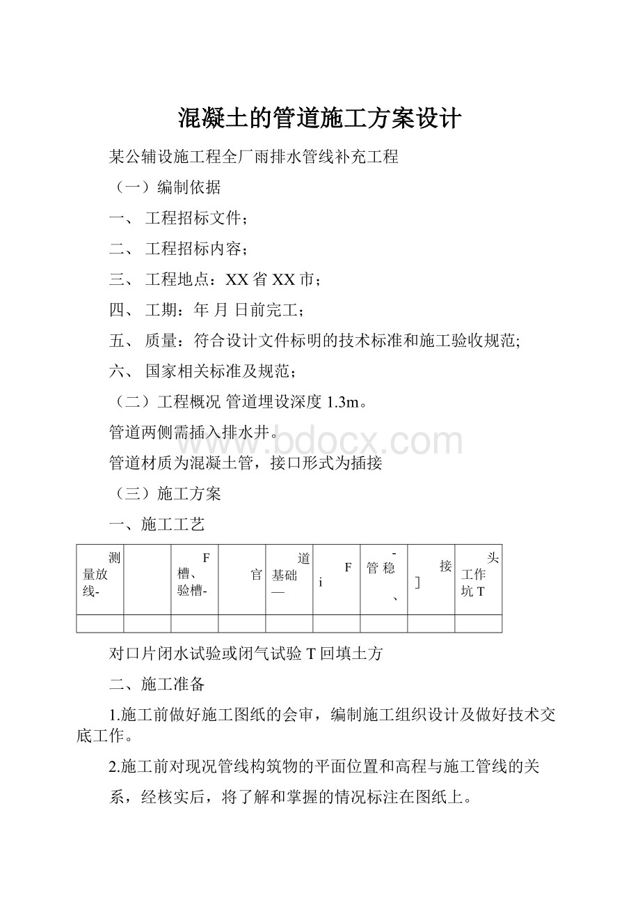 混凝土的管道施工方案设计.docx_第1页