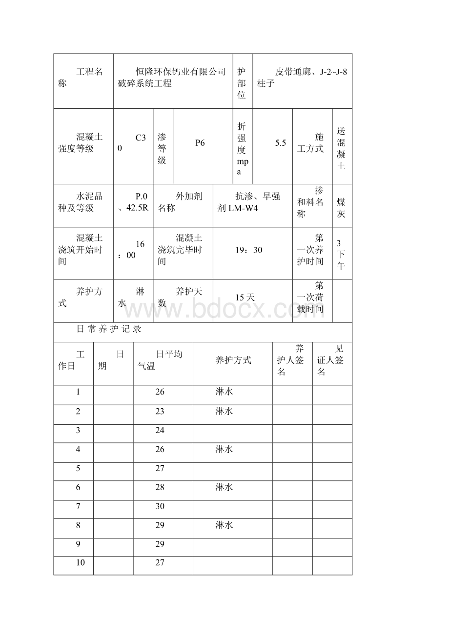 混凝土养护情况记录表.docx_第3页