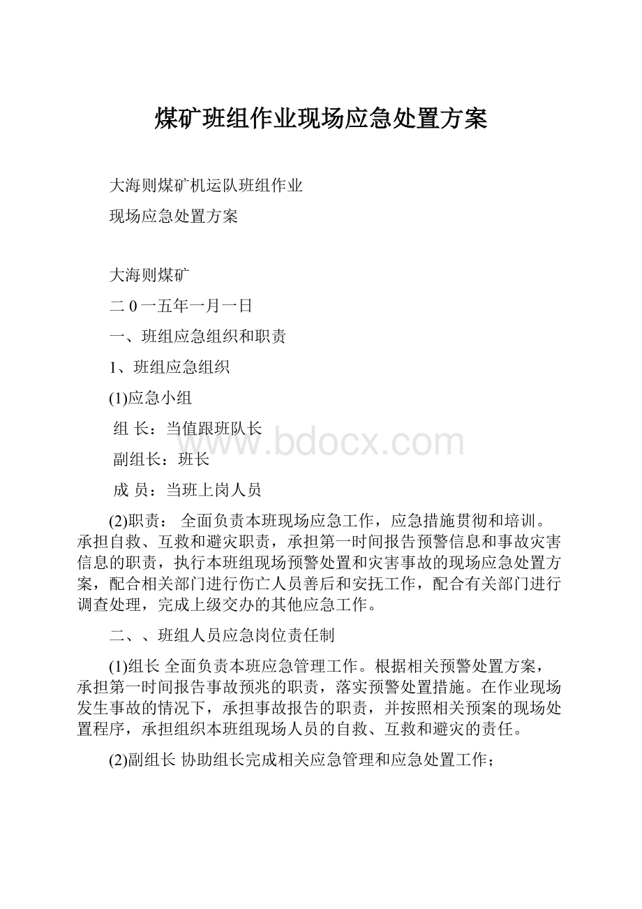 煤矿班组作业现场应急处置方案.docx