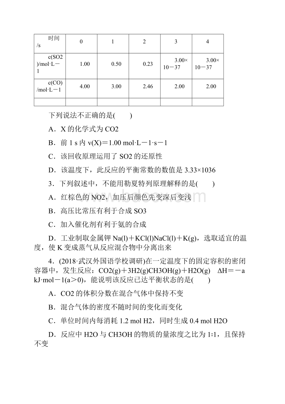 届人教版 化学反应速率和化学平衡 单元测试.docx_第2页