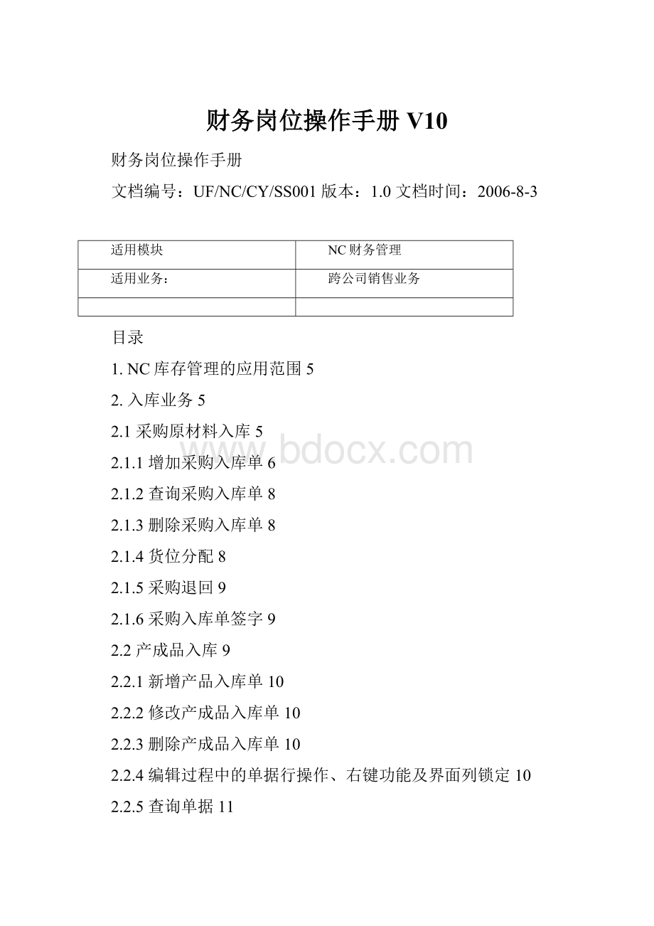 财务岗位操作手册V10.docx_第1页