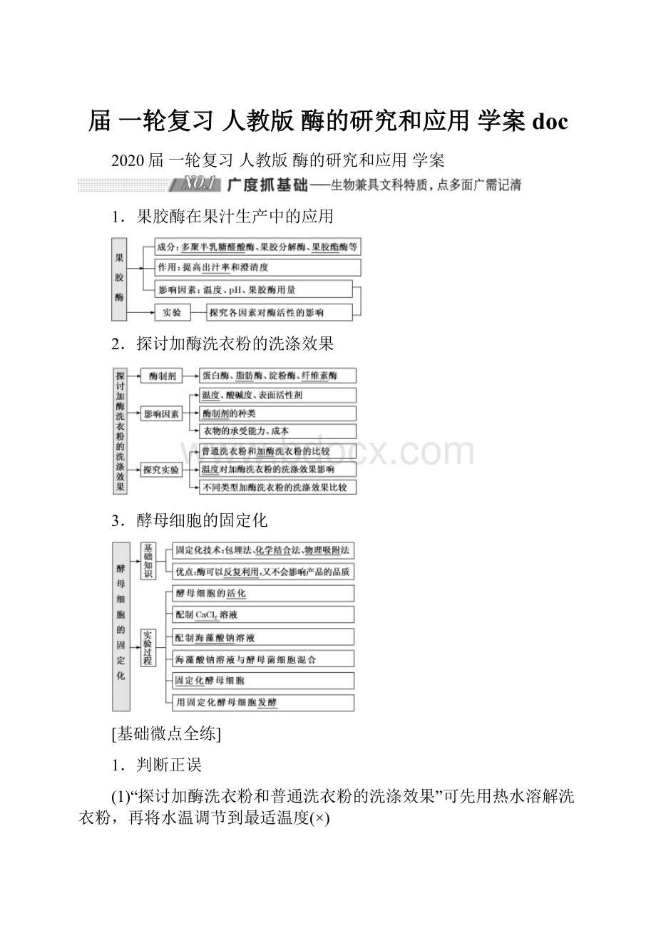 届 一轮复习 人教版酶的研究和应用学案doc.docx_第1页