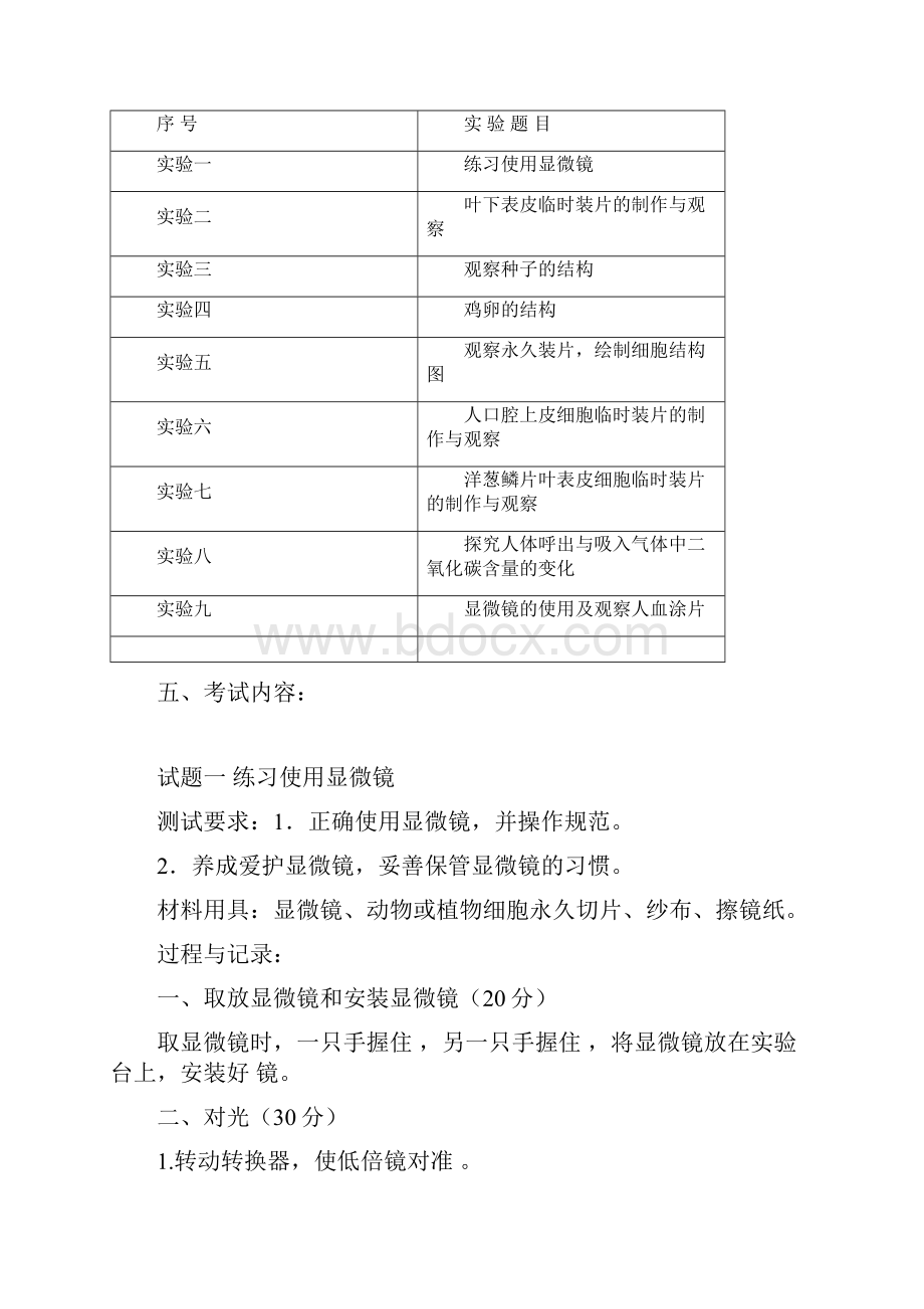 全县九年级学生生物实验操作技能检测试题.docx_第2页