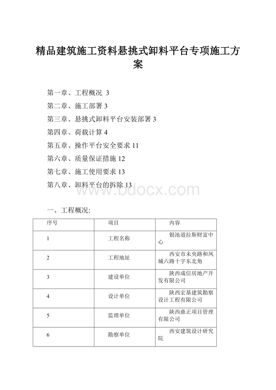 精品建筑施工资料悬挑式卸料平台专项施工方案.docx_第1页