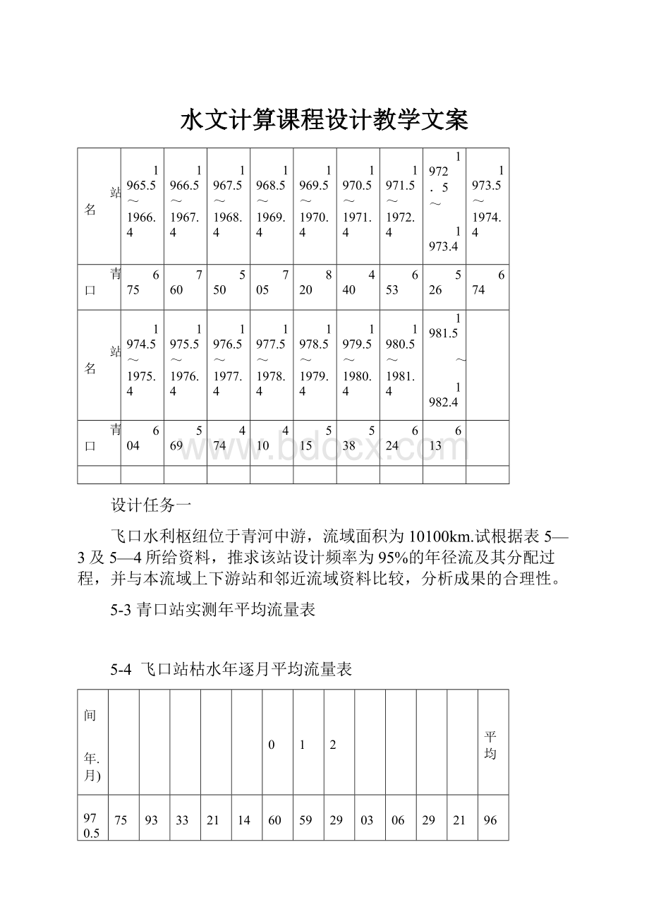 水文计算课程设计教学文案.docx_第1页