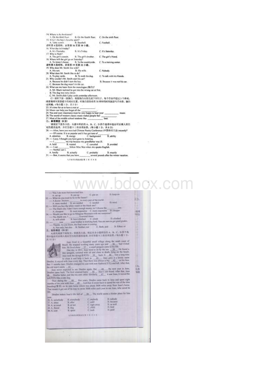 江西省宜春市届九年级英语下学期模拟试题.docx_第2页