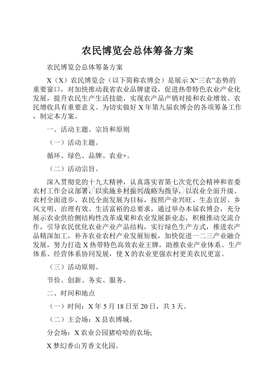 农民博览会总体筹备方案.docx_第1页