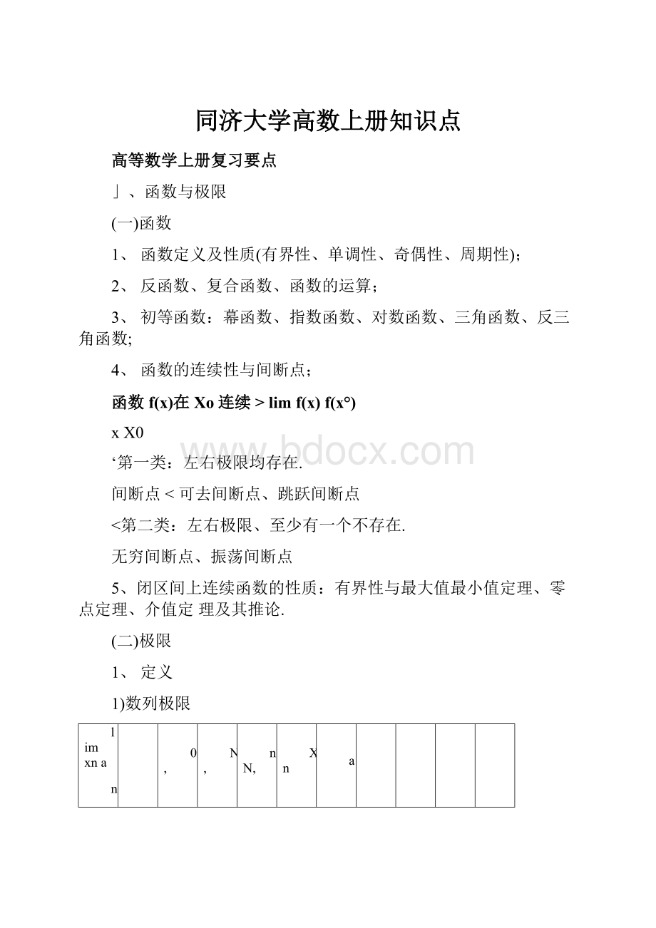 同济大学高数上册知识点.docx